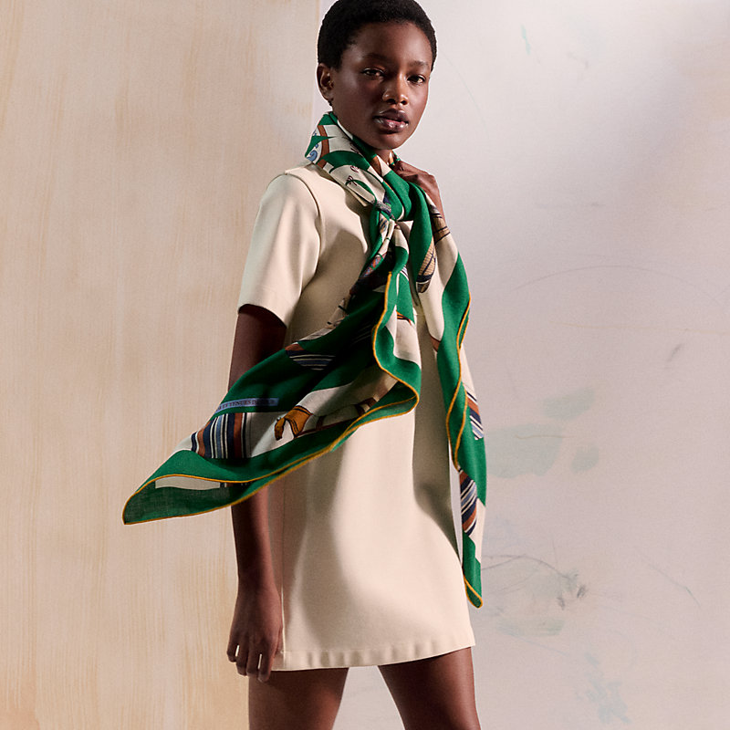 HERMES ショール Eperon d'Or et Tenues de Jour shawl 140 直営 eperon-d-or-et-tenues-de-jour-